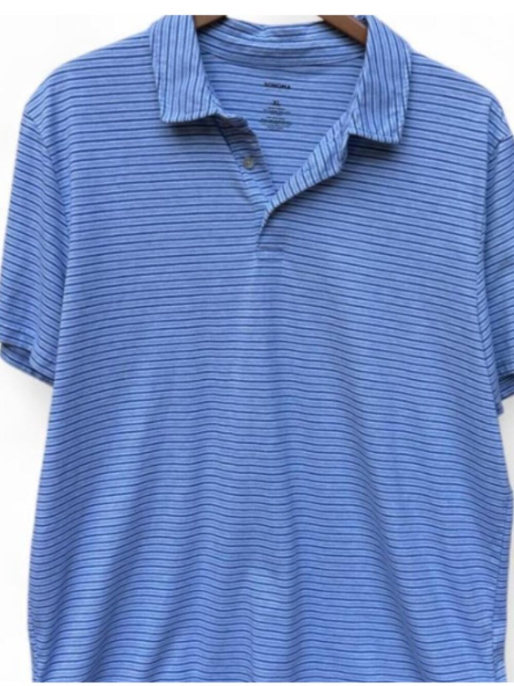 Men's Sonoma XL super comfy light blue stripe 3 btn polo shirt